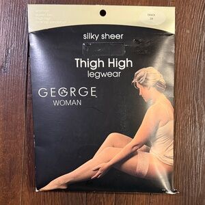 NWT George Woman Black Silky Sheer Thigh High Legwear - 3X